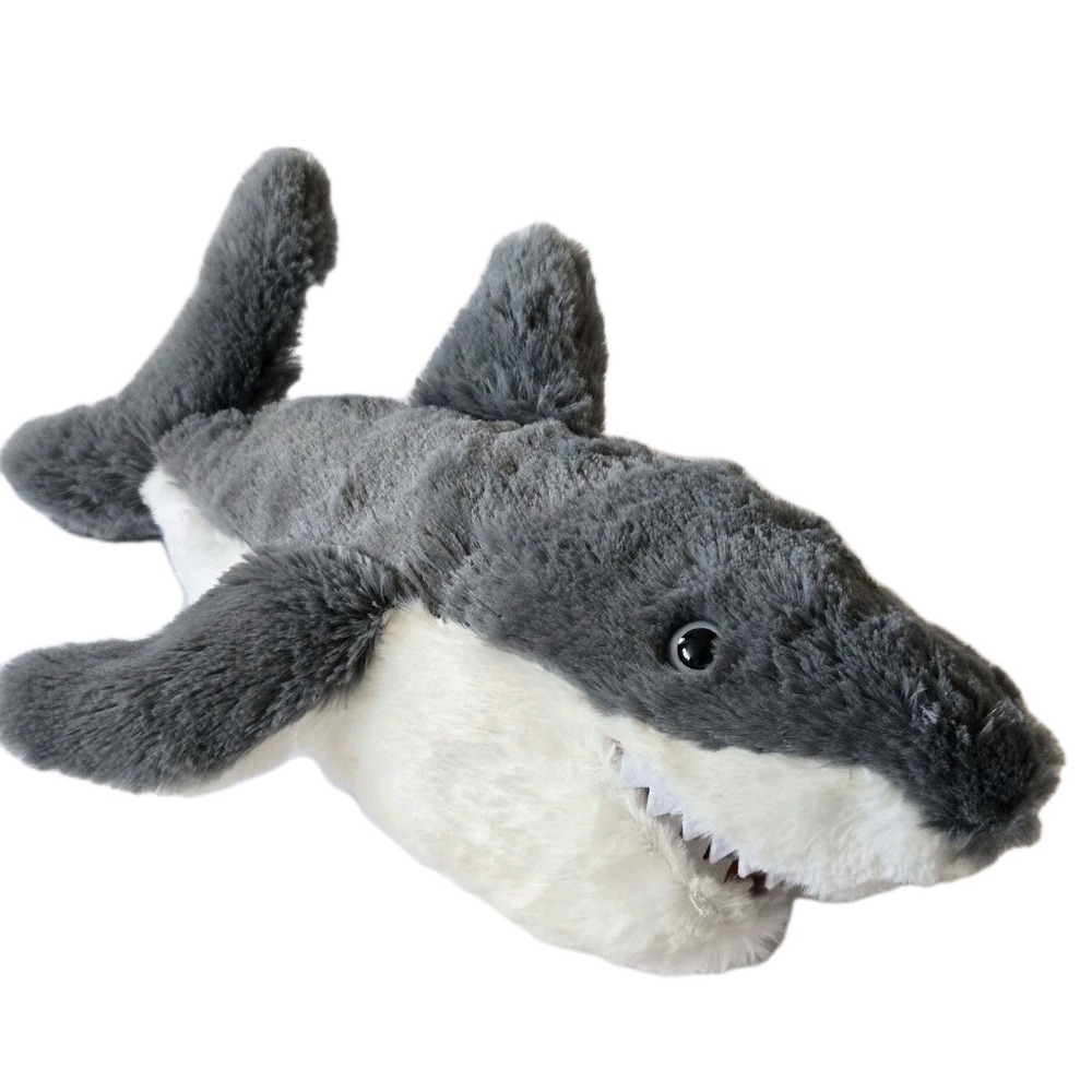 Fahlo 13" Shark Plush Stuffed Animal‎ No Code Fish Mouth Opens Ocean Theme Gray